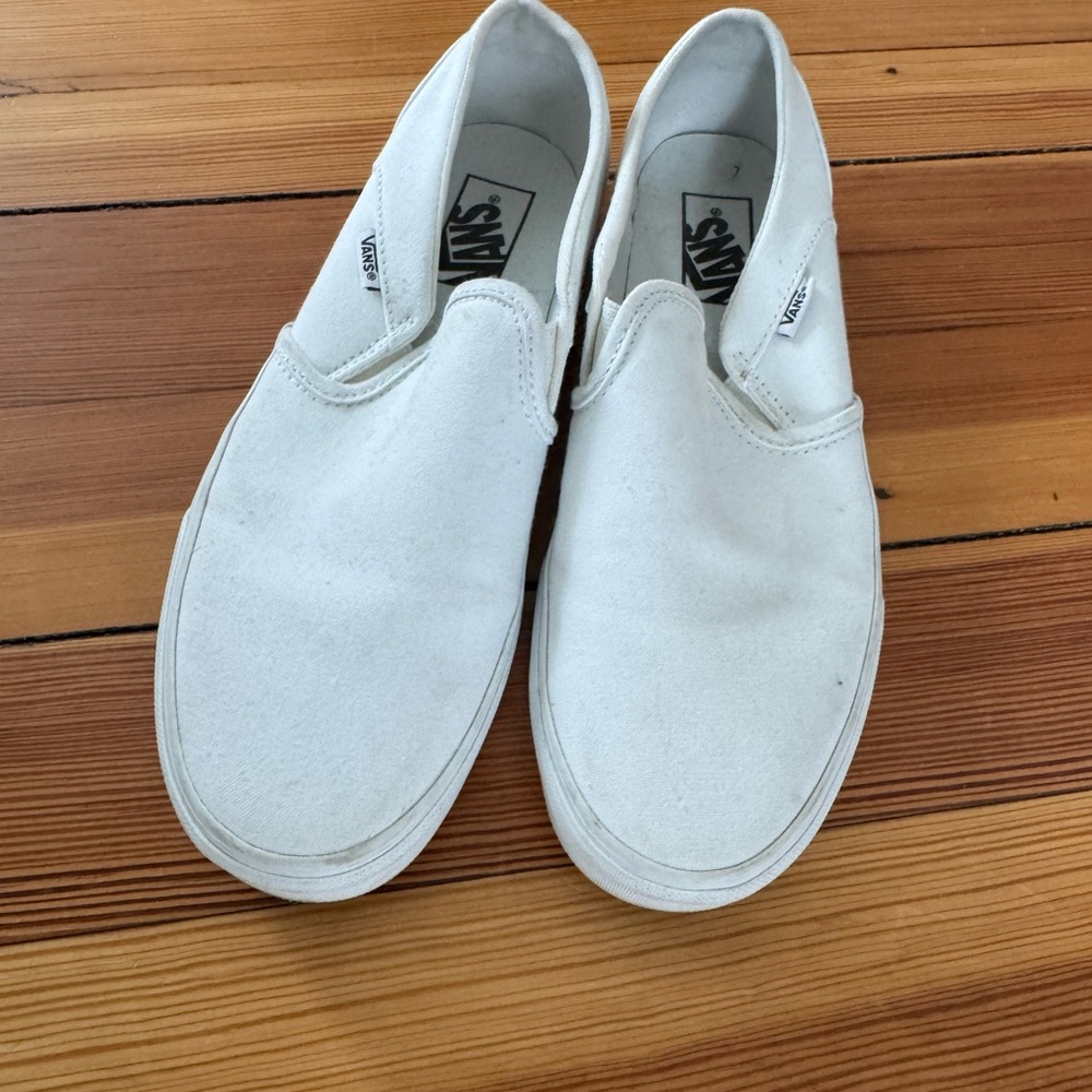 Vans Women's White Slip-On Loafers